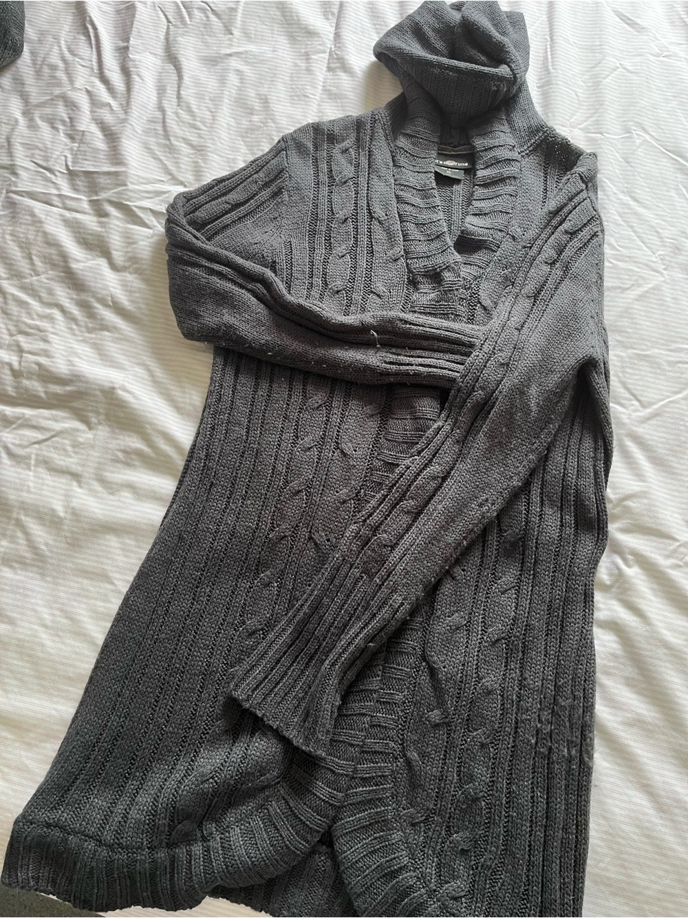 It’s Our Time Cable Knit Hooded Sweater - Gray